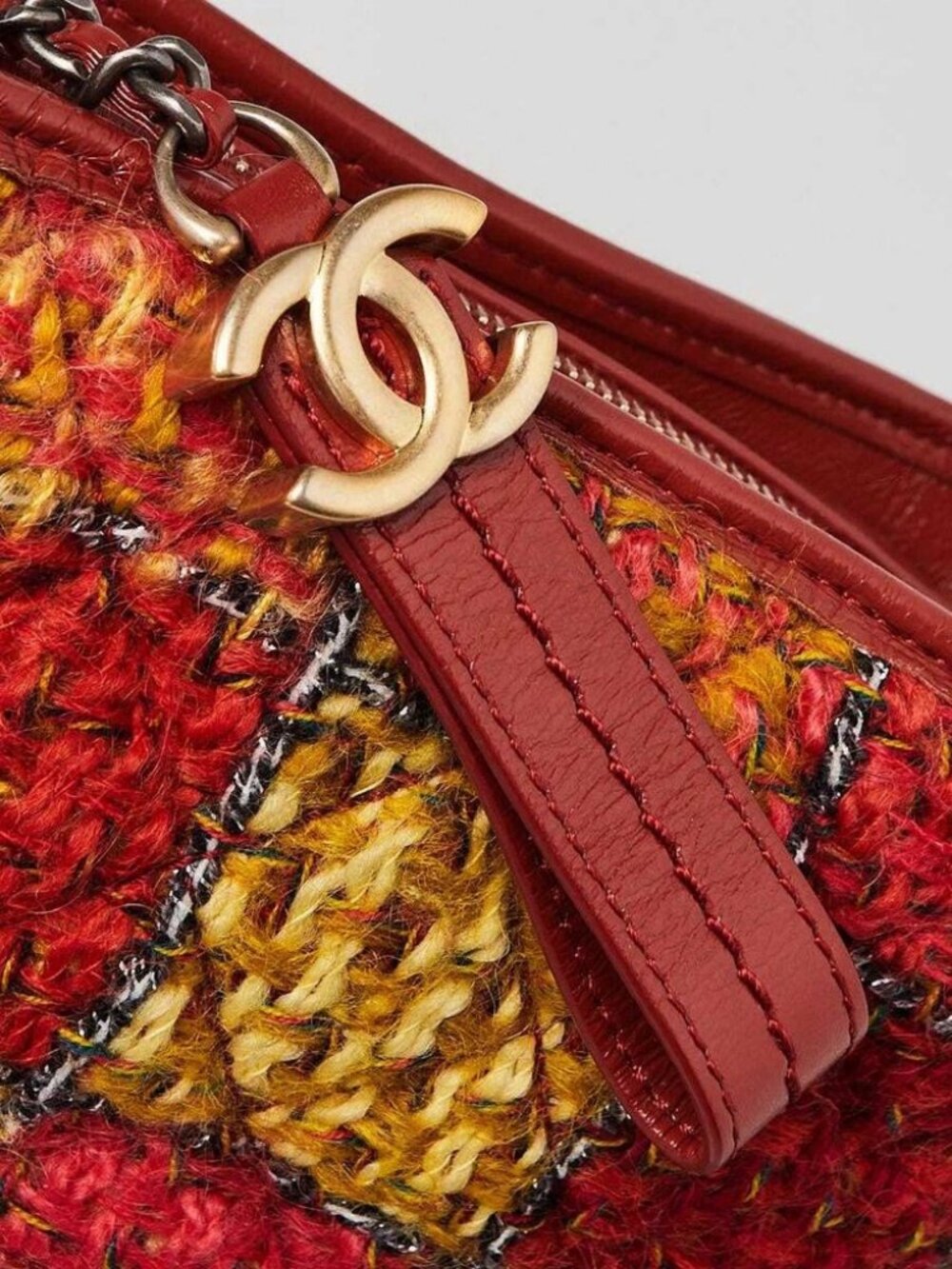 Chanel Orange Quilted Tweed Calfskin Leather Small Gabrielle Hobo Bag - Picture 6 of 10